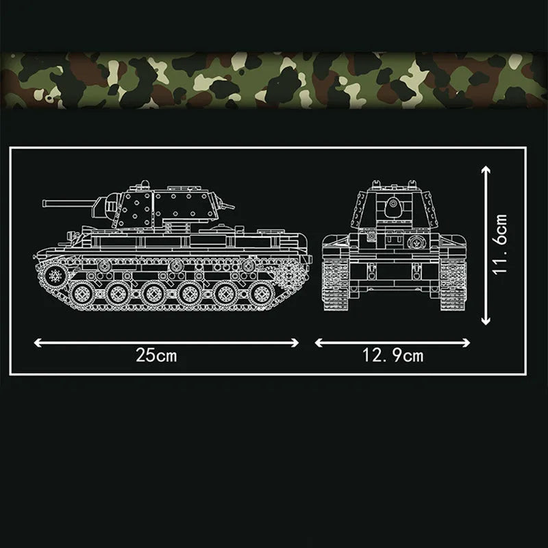Building Blocks Military Motorized KV - 1 Heavy Tank Bricks Toy - 6