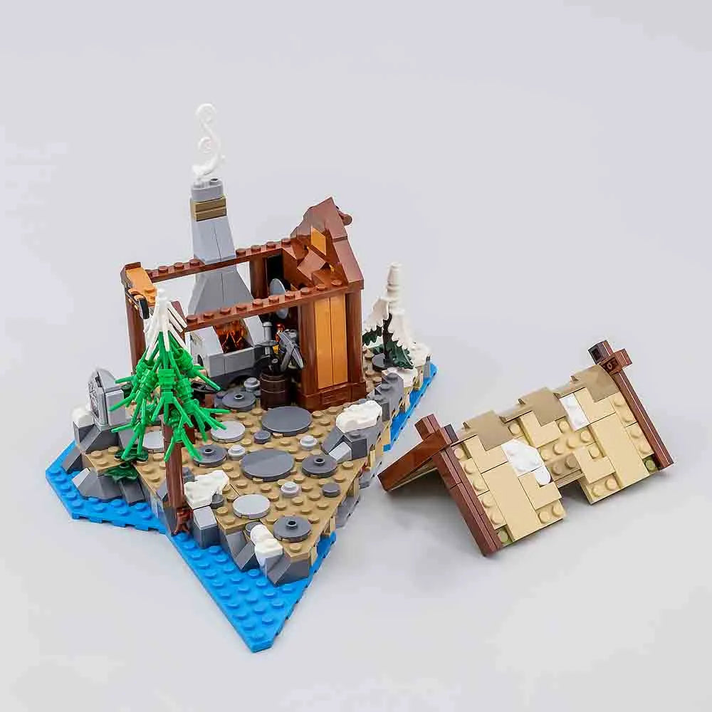 Building Blocks Creator Ideas MOC Viking Village Bricks Toy Construction Set Toys - 4