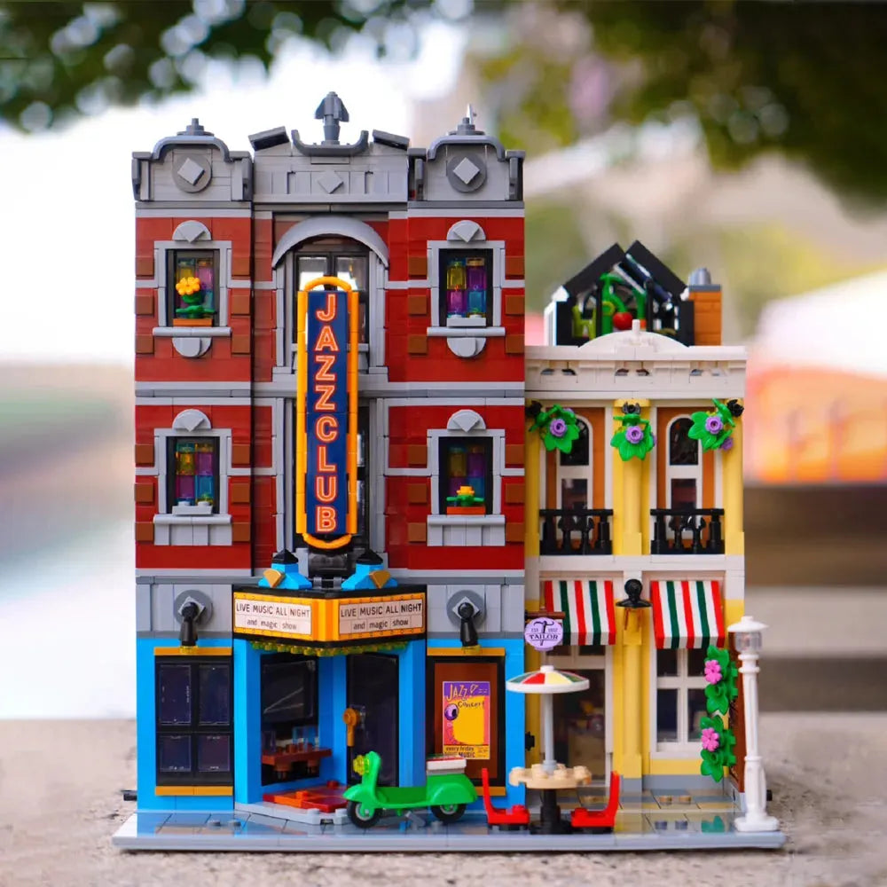 Building Blocks Creator Experts MOC City Jazz Club and Pizzeria Bricks Toy - 3