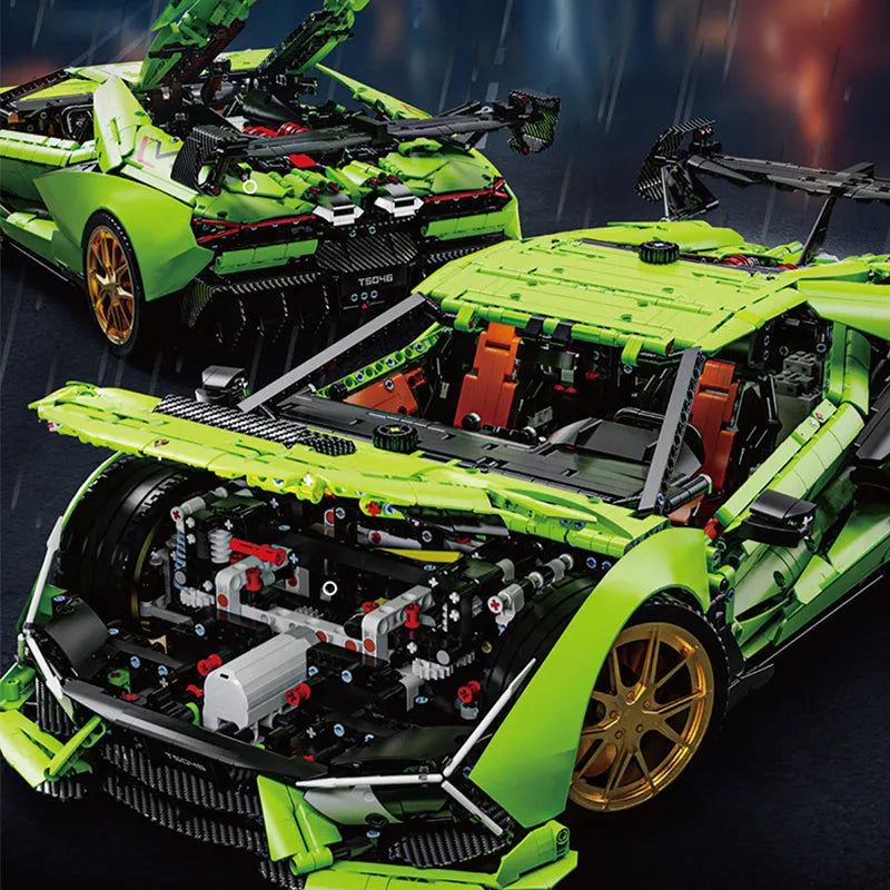 Building Blocks Tech MOC Lambo Aventador SVJ Supercar Bricks Toy Construction Set Toys - 9