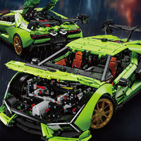 Thumbnail for Building Blocks Tech MOC Lambo Aventador SVJ Supercar Bricks Toy Construction Set Toys - 9