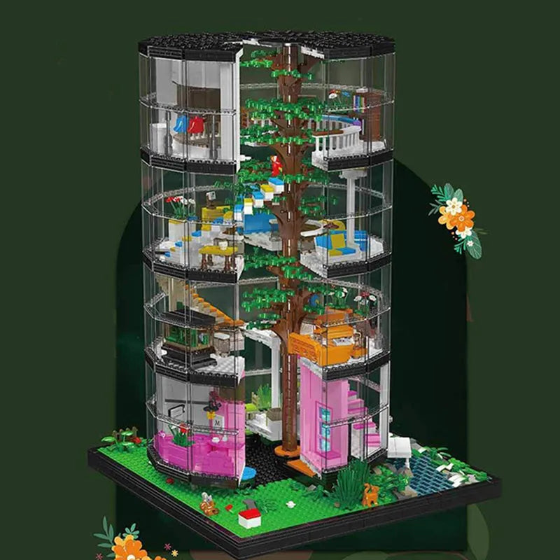 Building Blocks Creator Expert MOC City Transparent Tower Bricks Toy Construction Set Toys - 7