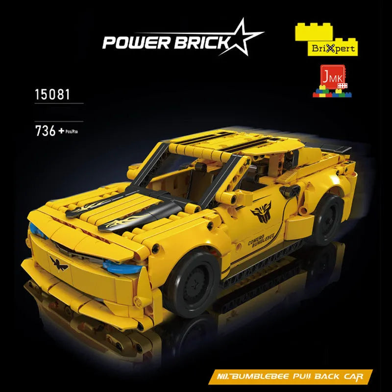 Building Blocks Tech Bumblebee Pull Back Sports Car Bricks Toy - 2