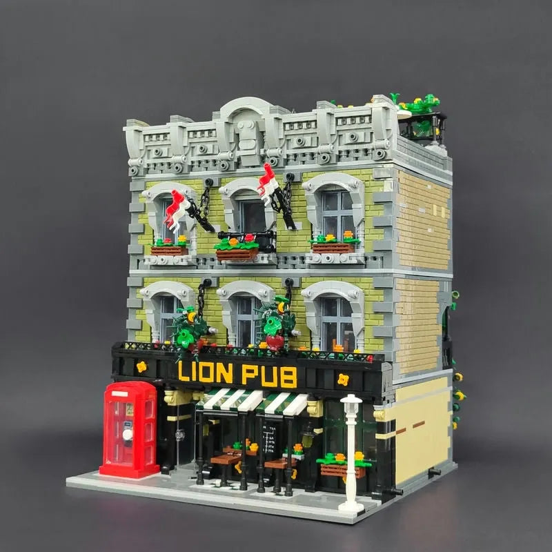 Building Blocks Expert MOC 89107 Lion Pub Club Bricks House Kids Toys - 1