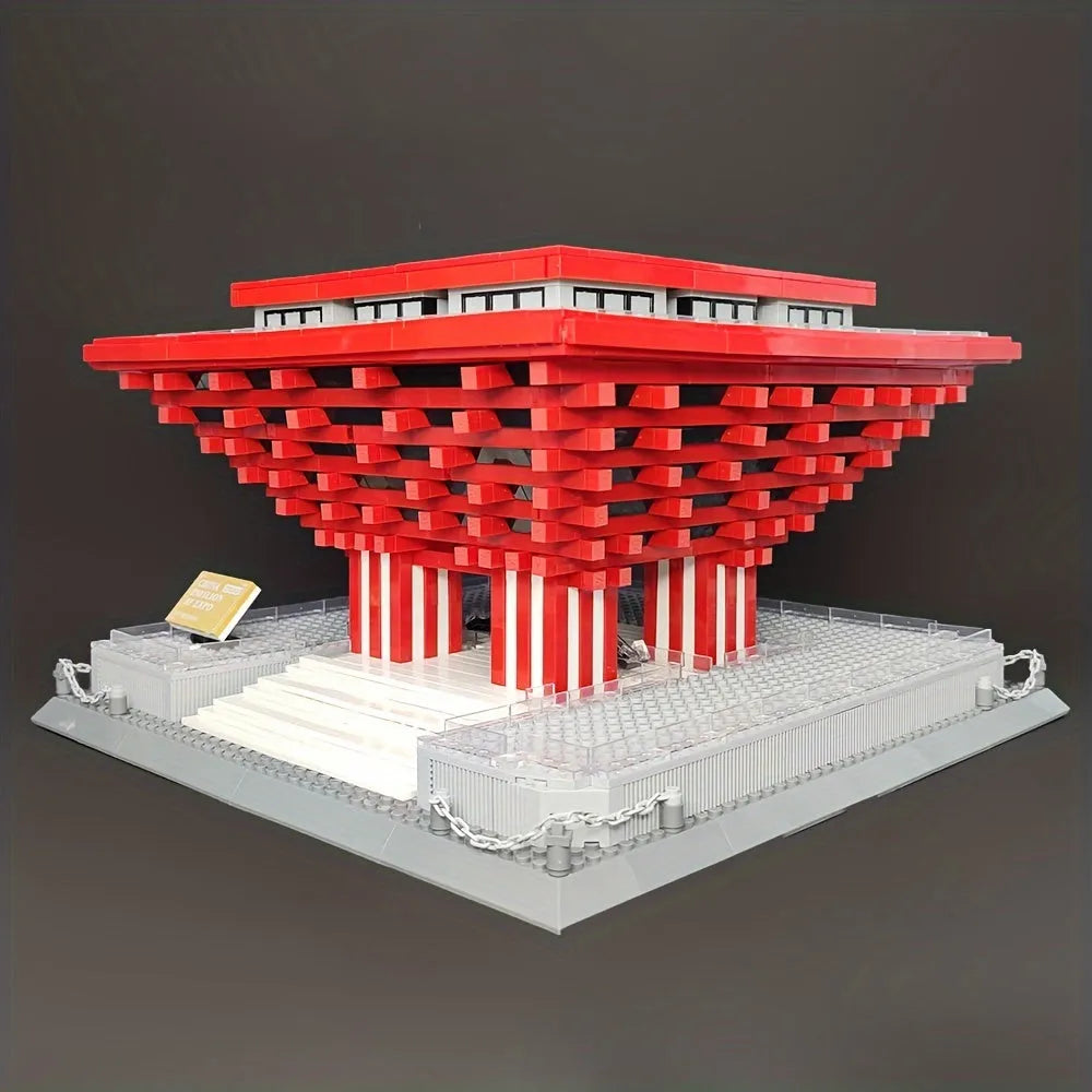 Building Blocks Architecture Famous China Pavilion At Expo Bricks Toy 7210 - 1