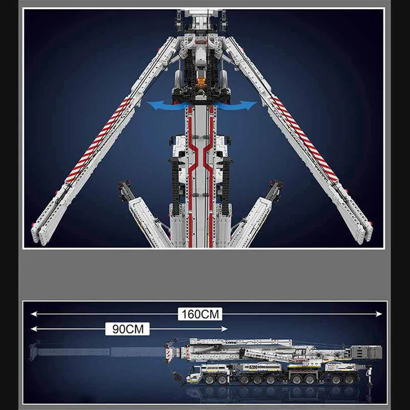 Building Blocks Tech MOC Motorized Liebherr LTM 11200 Crane Bricks Toy - 6