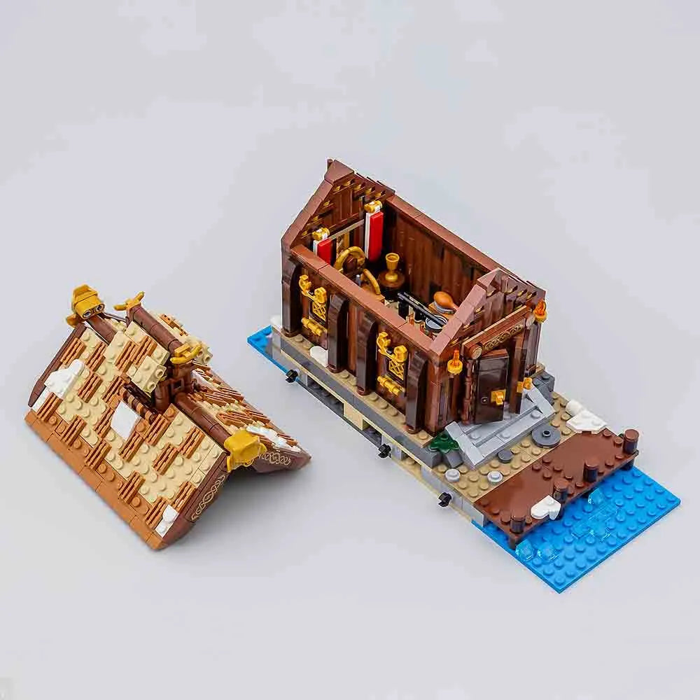 Building Blocks Creator Ideas MOC Viking Village Bricks Toy Construction Set Toys - 3