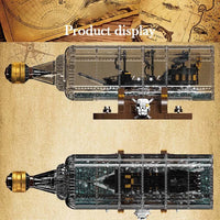 Thumbnail for Building Blocks Art MOC Black Pearl Drifting Bottle Ship Bricks Toy - 3