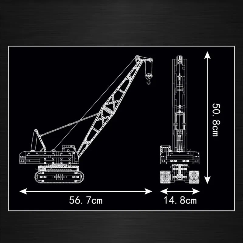 Building Blocks Tech MOC Motorized Red Crawler Crane Bricks Toy Construction Set Toys - 5