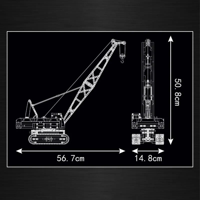 Building Blocks Tech MOC Motorized Yellow Crawler Crane Bricks Toy - 5