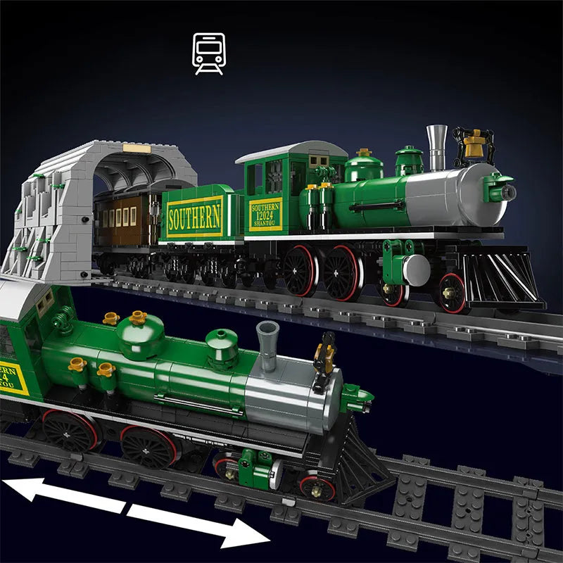 Building Blocks Tech RC 4-4-0 Steam Locomotive RC Train Bricks Toy Construction Set Toys - 4