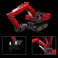 Thumbnail for Building Blocks Tech Motorized MOC Red Mechanical Digger Bricks Toy - 7