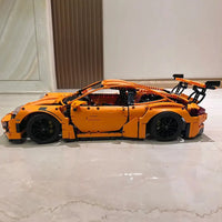 Thumbnail for Building Blocks Tech MOC 20001 Porsche 911 GT3 RS Racing Car Bricks Toy - 3