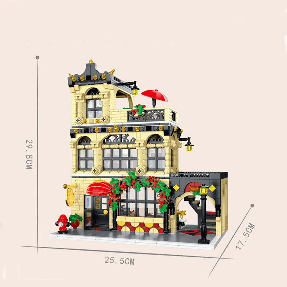 Building Blocks Creator Expert MOC City Restaurant Block Module Bricks Toy Construction Set Toys - 3