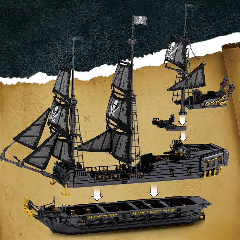 Building Blocks Pirates Of Caribbean MOC Black Pearl Ship Bricks Toy - 3