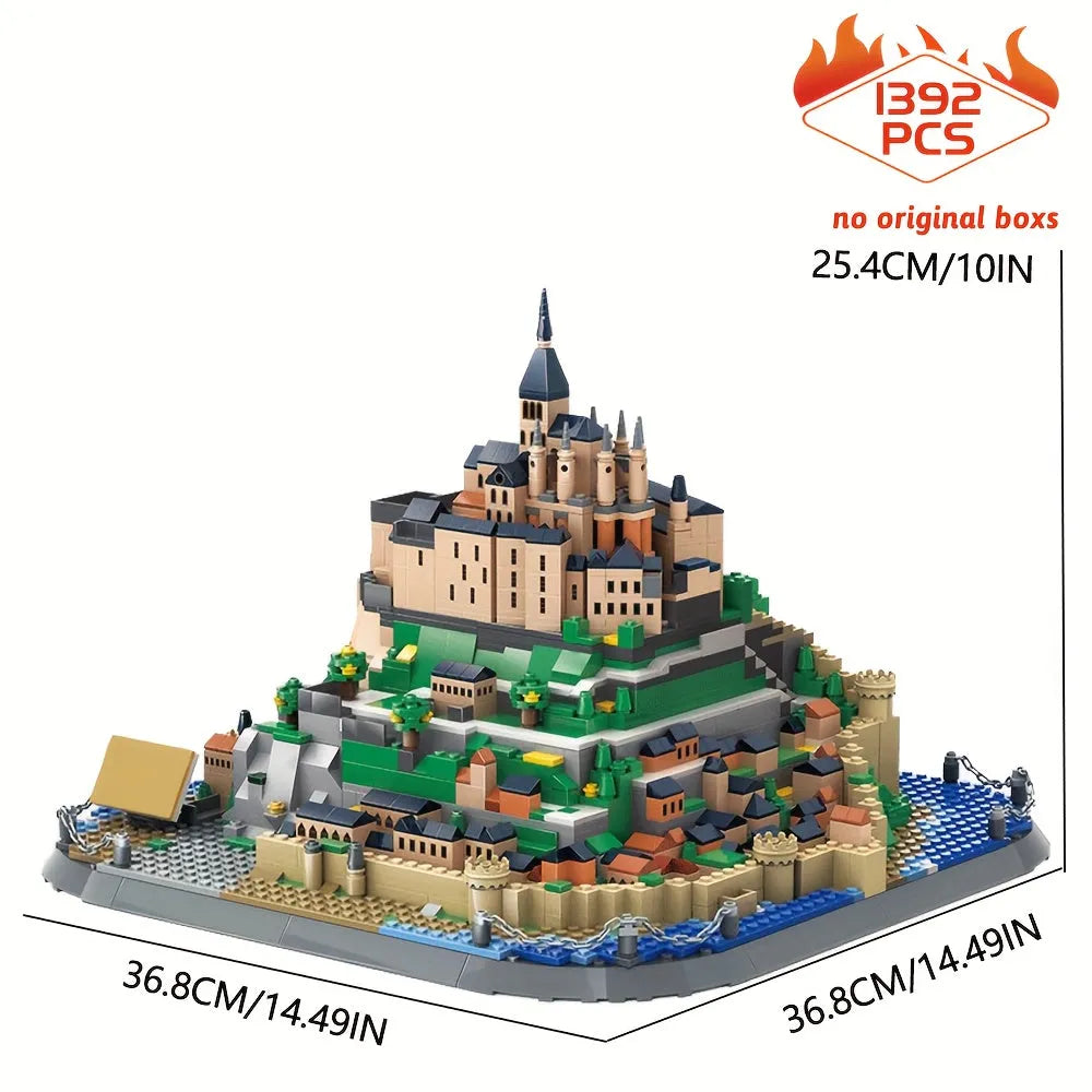 Building Blocks Architecture MOC Famous Saint Michel Mount Bricks Toy - 2