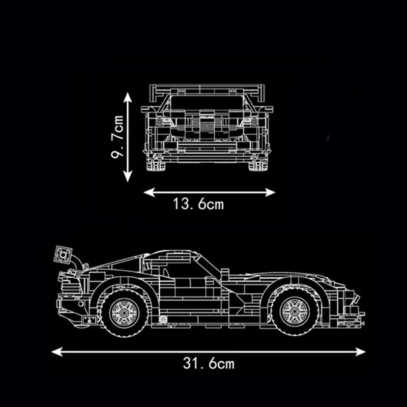 Building Blocks Tech MOC Dodge Viper Racing Sports Car Bricks Toy - 5