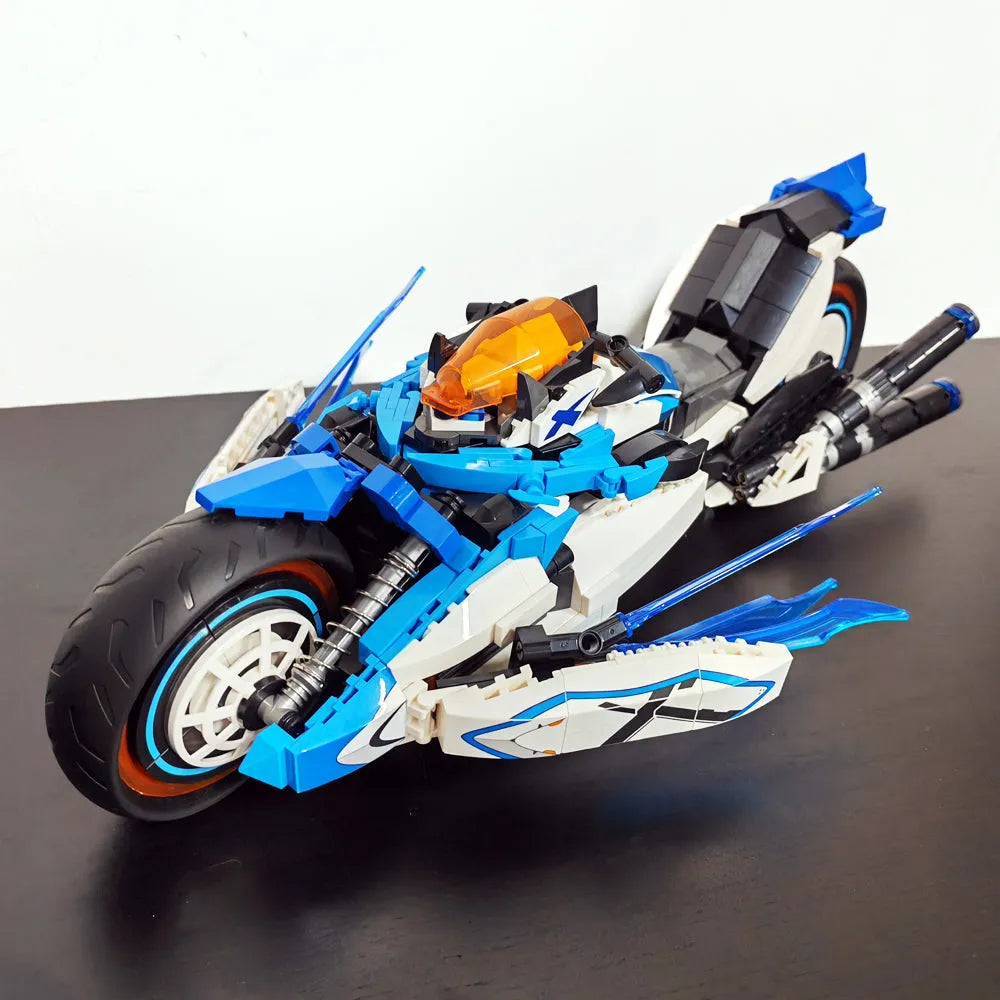 Building Blocks Tech MOC CYBERANGEL Concept Motorcycle Bricks Toy - 16
