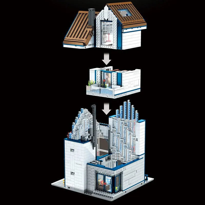 Building Blocks Creator Expert MOC Modern Library Bricks Toy - 7