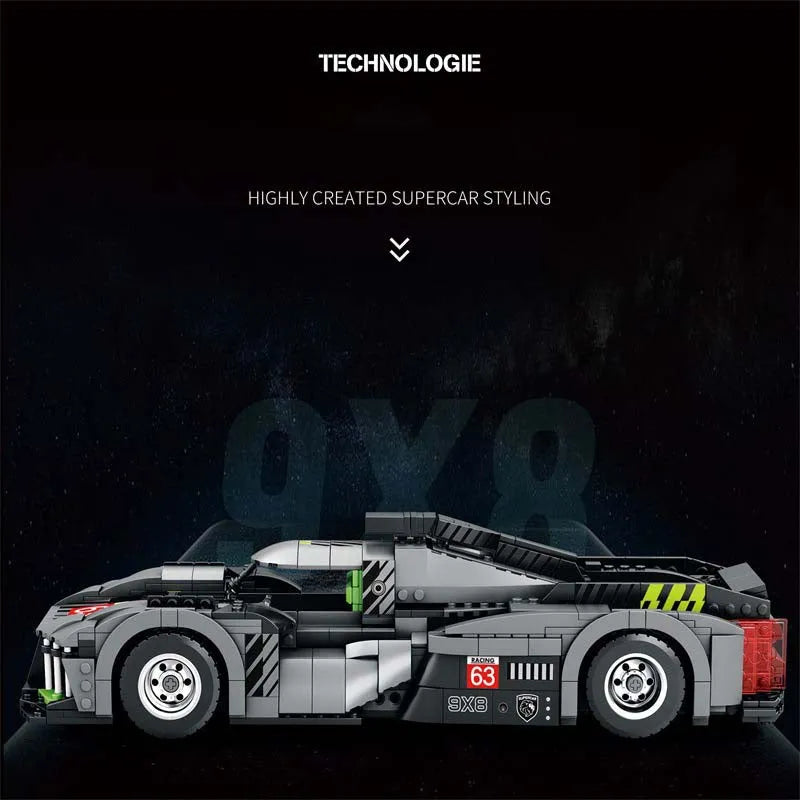 Building Blocks Tech MOC PEUGEOT 9X8 Hybrid Racing Car Bricks Toy Construction Set Toys - 4