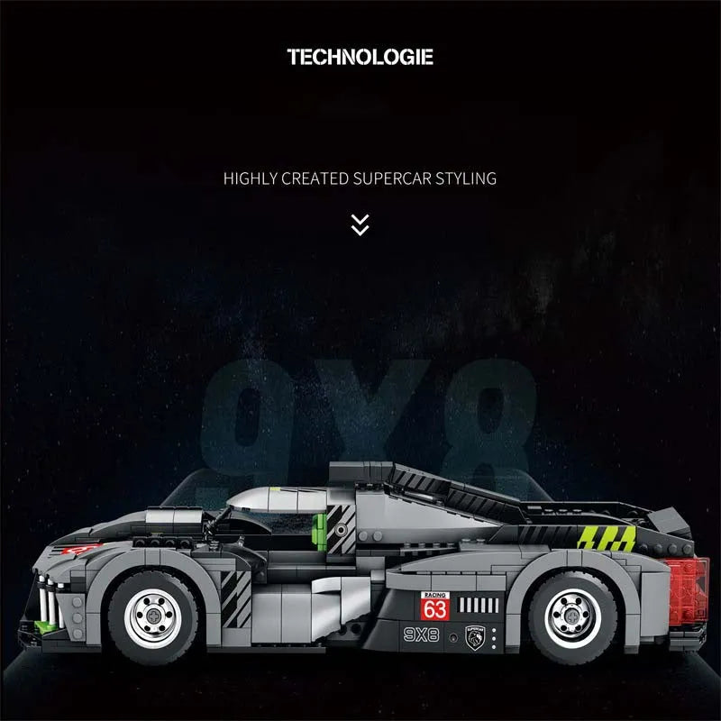 Building Blocks Tech MOC PEUGEOT 9X8 Hybrid Racing Car Bricks Toy - 4