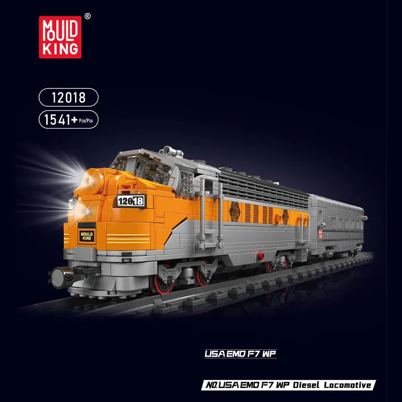 Building Blocks Tech USA EMD F7 WP Diesel Locomotive Train Bricks Toy - 2