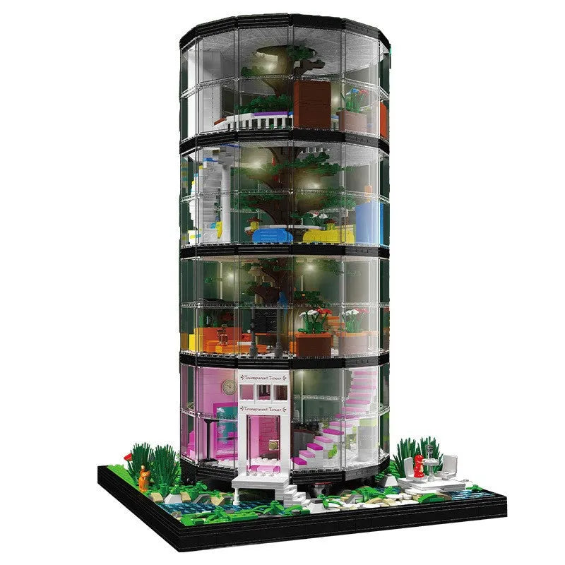 Building Blocks Creator Expert MOC City Transparent Tower Bricks Toy Construction Set Toys - 1