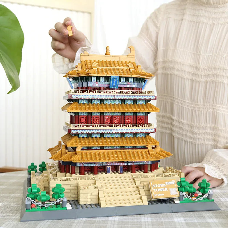 Building Blocks Creator Expert MOC China Stork Tower Bricks Toy Construction Set Toys - 4