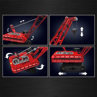 Thumbnail for Building Blocks Tech MOC Motorized Red Crawler Crane Bricks Toy - 6
