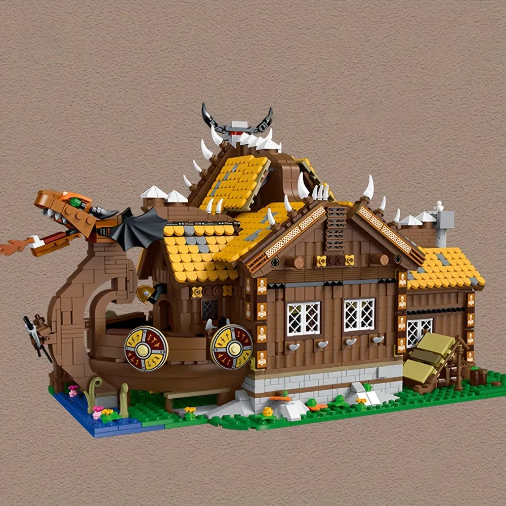 Building Blocks Creator Expert MOC The Vikings House Bricks Toy Construction Set Toys - 5