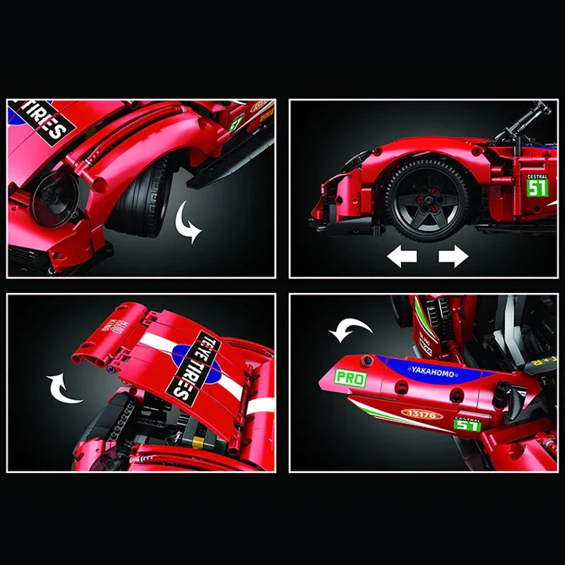 Building Blocks Tech MOC Motorized Porsche 911 Super Car Bricks Toy Construction Set Toys - 4