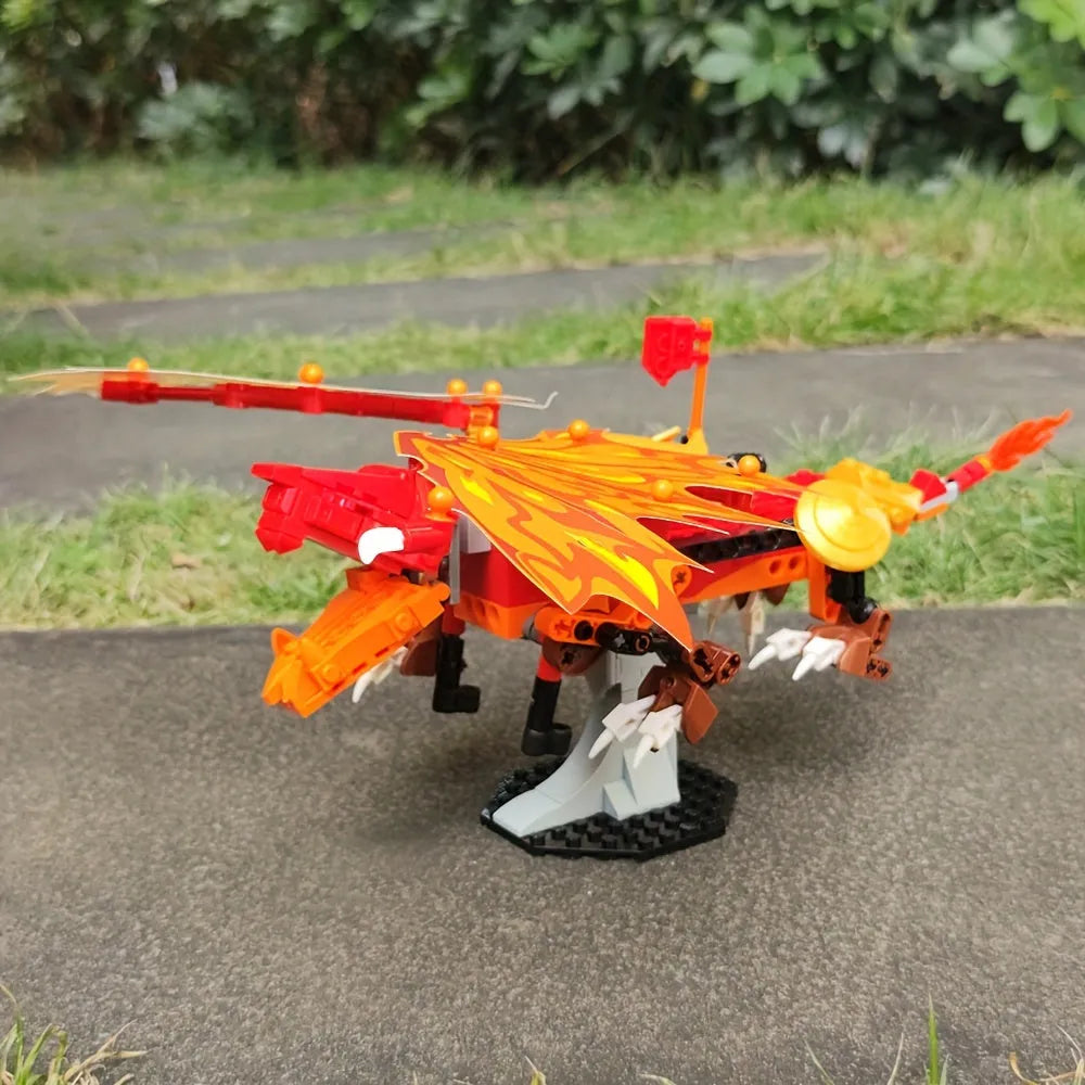 Building Blocks Creator Ideas MOC Movie Fire Dragon Bricks Toy Construction Set Toys - 3