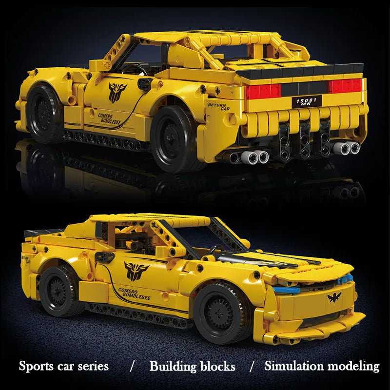 Building Blocks Tech Bumblebee Pull Back Sports Car Bricks Toy - 3
