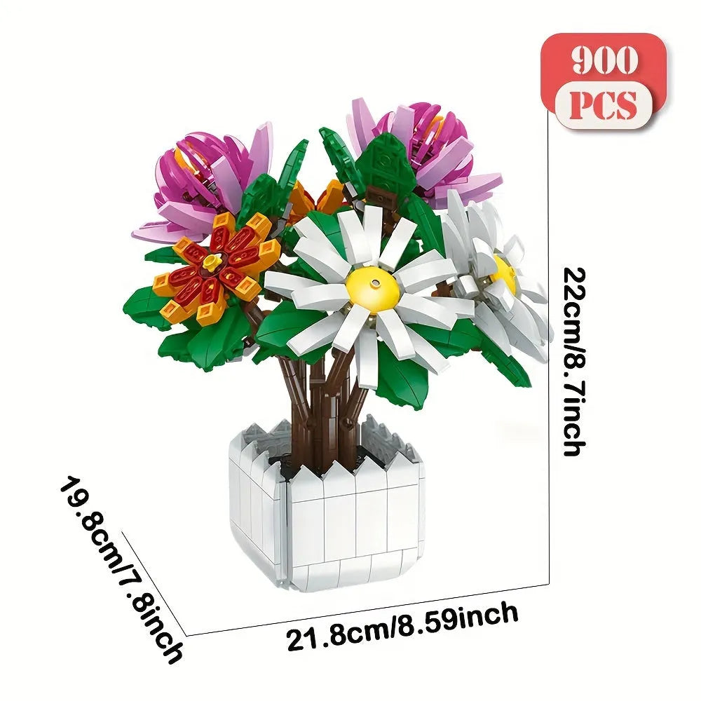 Building Blocks Creator Expert Chrysanthemum Potted Plant Bricks Toy Construction Set Toys - 2