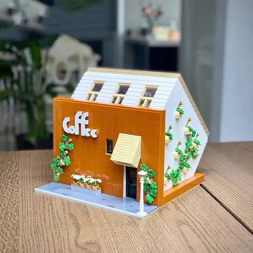 Building Blocks Street Experts MOC City Upside Down Cafe Bricks Toy Construction Set Toys - 6