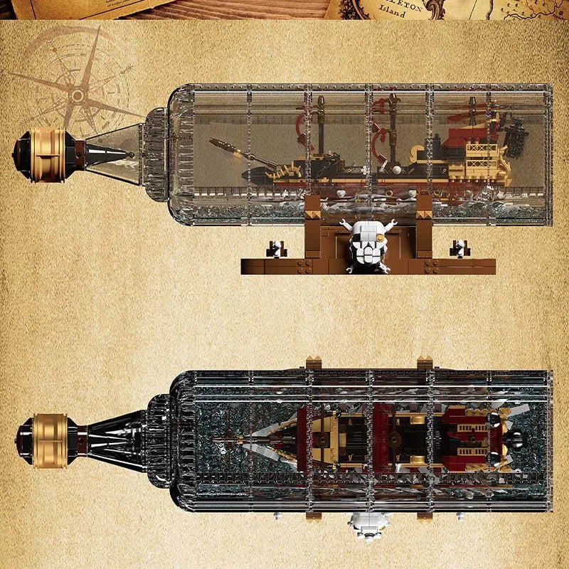 Building Blocks Art Queen Anne’s Revenge Drifting Bottle Ship Bricks Toy Construction Set Toys - 5