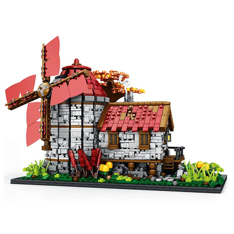 Building Blocks European Century MOC Medieval Windmills Town Bricks Toy - 1