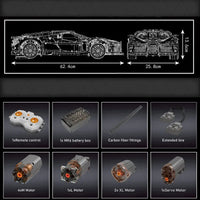 Thumbnail for Building Blocks MOC Motorized Bugatti La Voiture Noire Racing Car Bricks Toy - 4