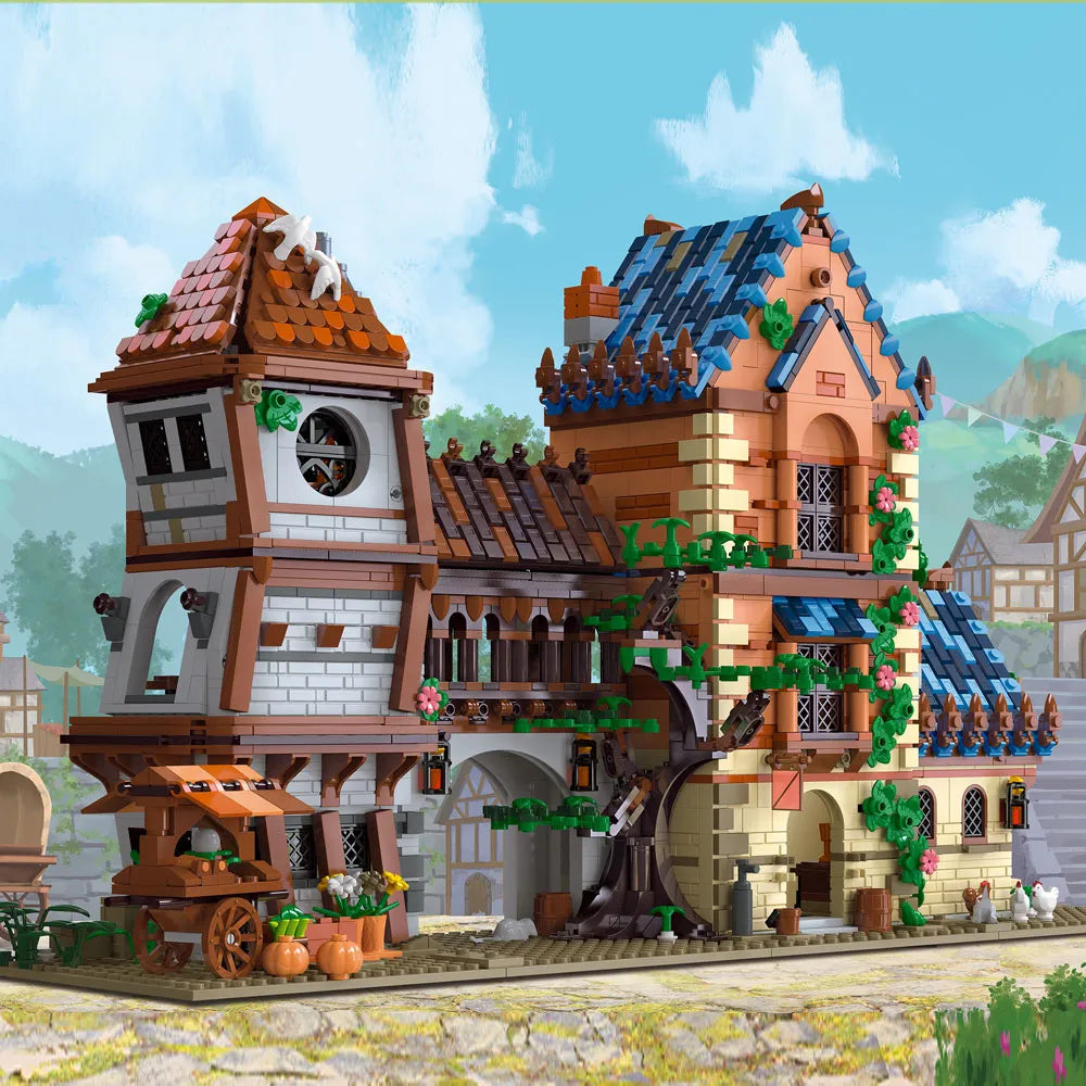 Building Blocks Creator Experts MOC Medieval Town Tavern Bricks Toy Construction Set Toys - 6