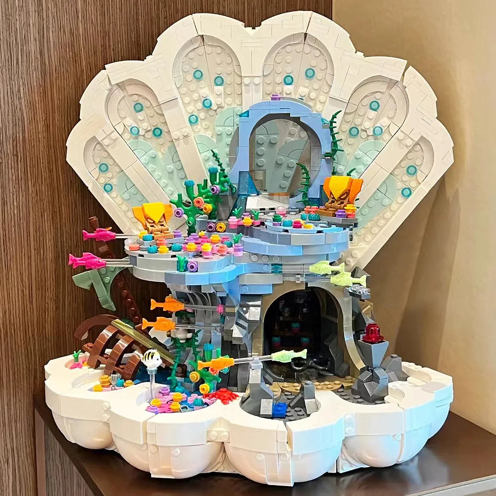 Building Blocks Expert Creator MOC Little Mermaid Royal Clamshell Bricks Toy - 5