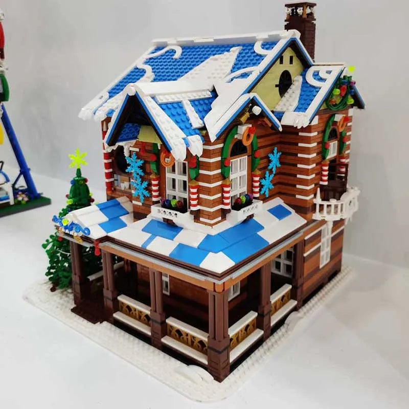 Building Blocks Creator Expert MOC City Christmas House Bricks Toy Construction Set Toys - 11