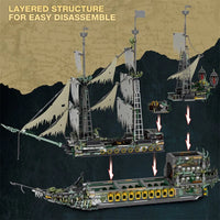 Thumbnail for Building Blocks Pirates Of Caribbean MOC Flying Dutchman Ship Bricks Toy - 4