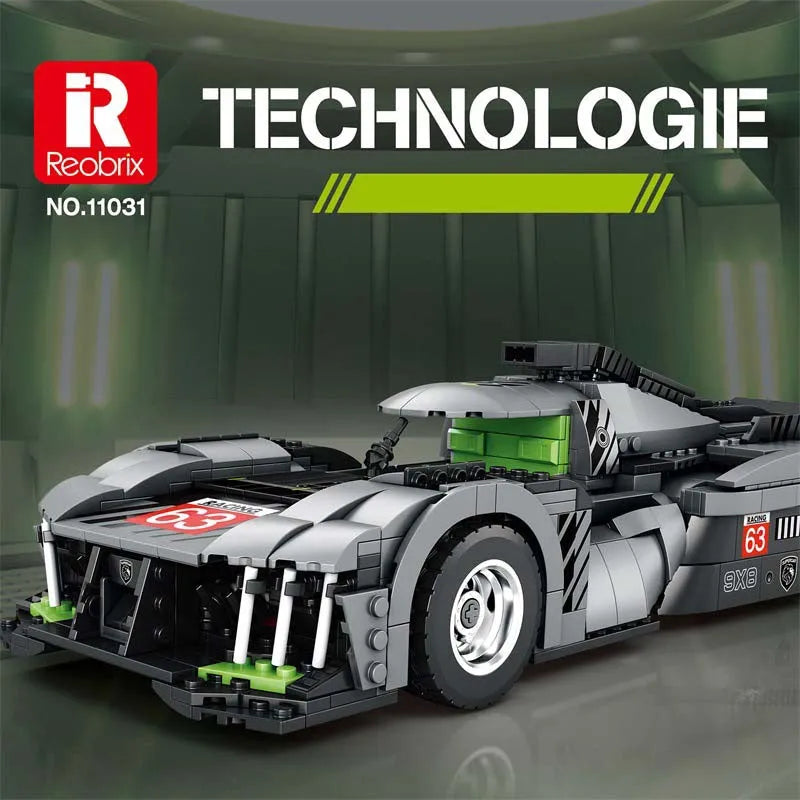 Building Blocks Tech MOC PEUGEOT 9X8 Hybrid Racing Car Bricks Toy Construction Set Toys - 2