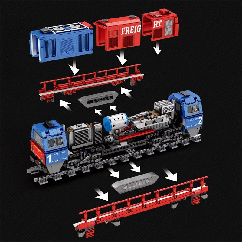 Building Blocks Tech MOC G2000 European Freight Train Bricks Toy Construction Set Toys - 5