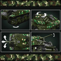Thumbnail for Building Blocks Military Motorized M4 Sherman Tank Bricks Toy Construction Set Toys - 5