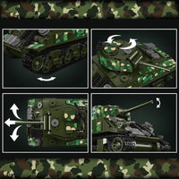Thumbnail for Building Blocks Military Motorized M4 Sherman Tank Bricks Toy - 5