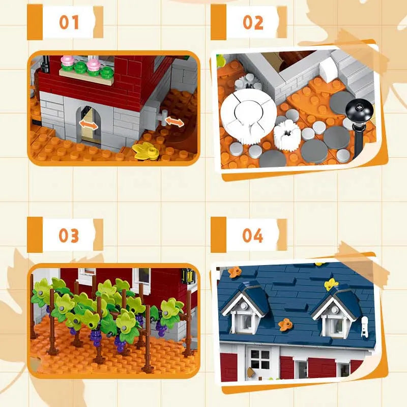 Building Blocks Creator Expert MOC Autumn Winery Bricks Toy Construction Set Toys - 7