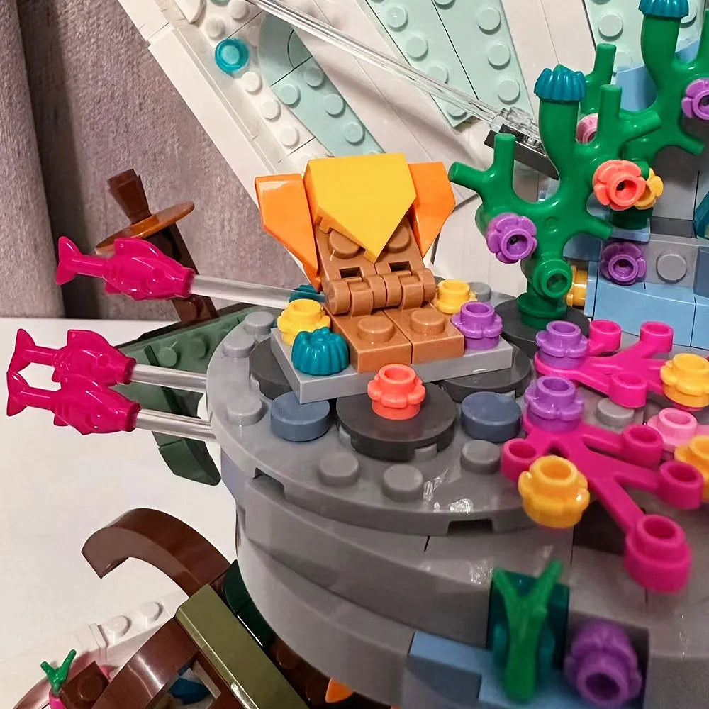 Building Blocks Expert Creator MOC Little Mermaid Royal Clamshell Bricks Toy - 6