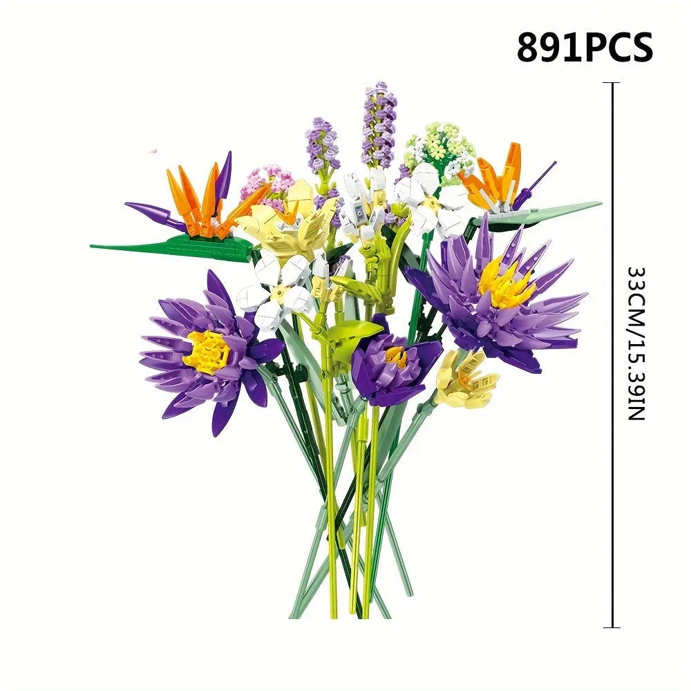 Building Blocks Creator Expert Ideas Tropical Flower Bouquet Bricks Toy Construction Set Toys - 2