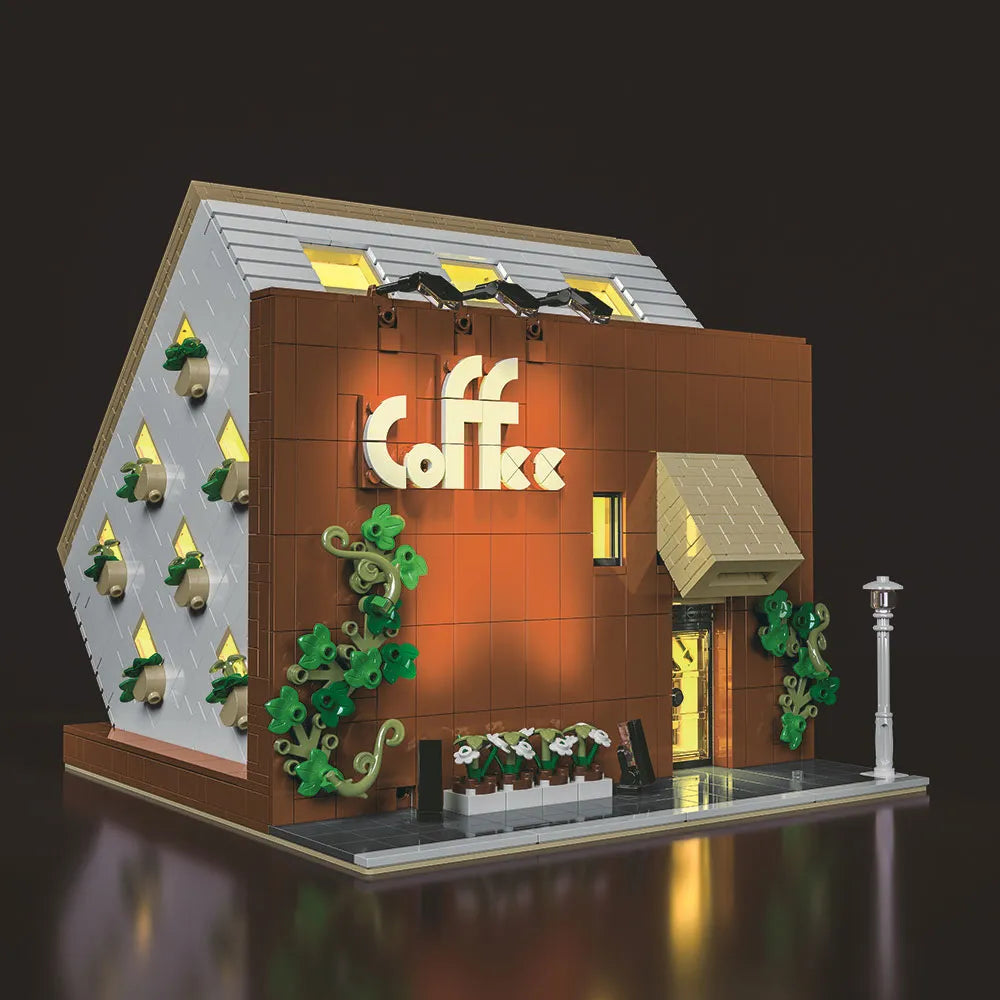 Building Blocks Street Experts MOC City Upside Down Cafe Bricks Toy - 2